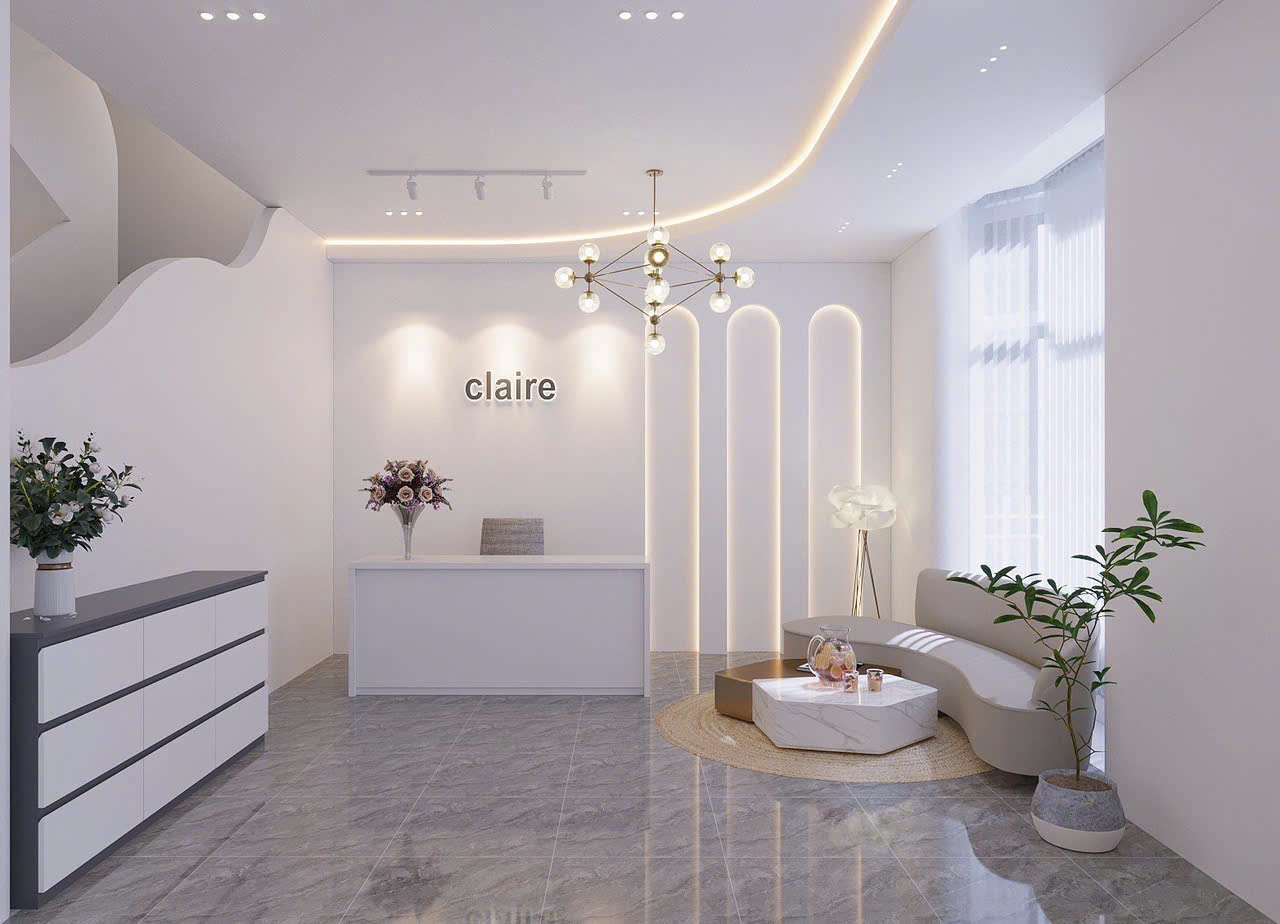 Vách trang trí phòng khách hiện đại và vách cong spa thư giãn